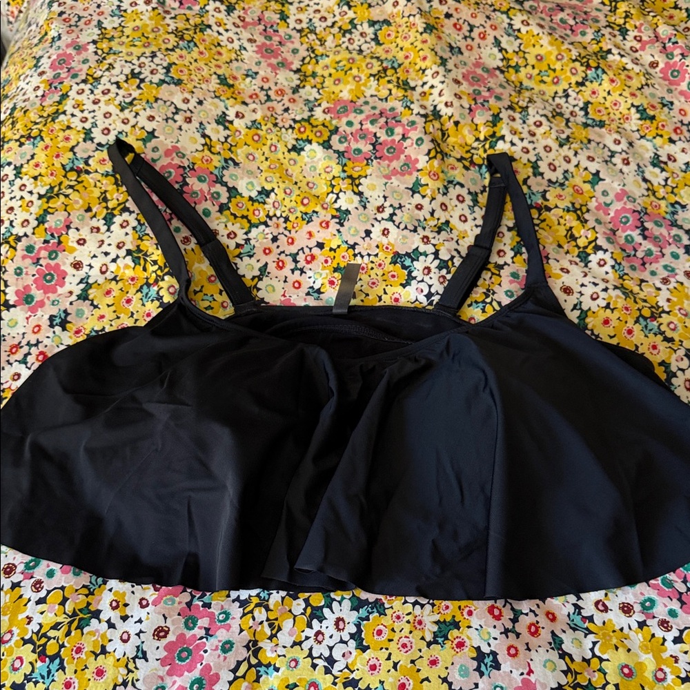 torrid Black Swim Top with Ruffle Detail